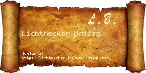 Lichtnecker Balázs névjegykártya